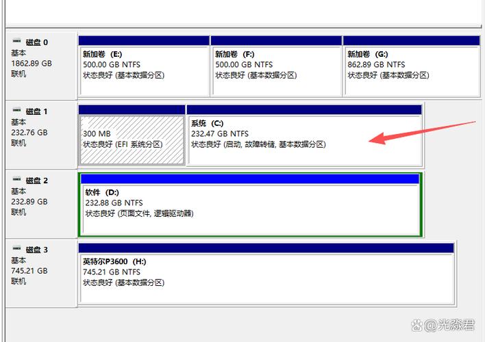 磁盘分区不见了就剩c盘图标